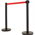 Vic Crowd Control Inc VIP Crowd Control 1101 14 in. Flat Base Black Post & Cover Retractable Belt Stanchion - 6.5 ft. Red Belt 1101